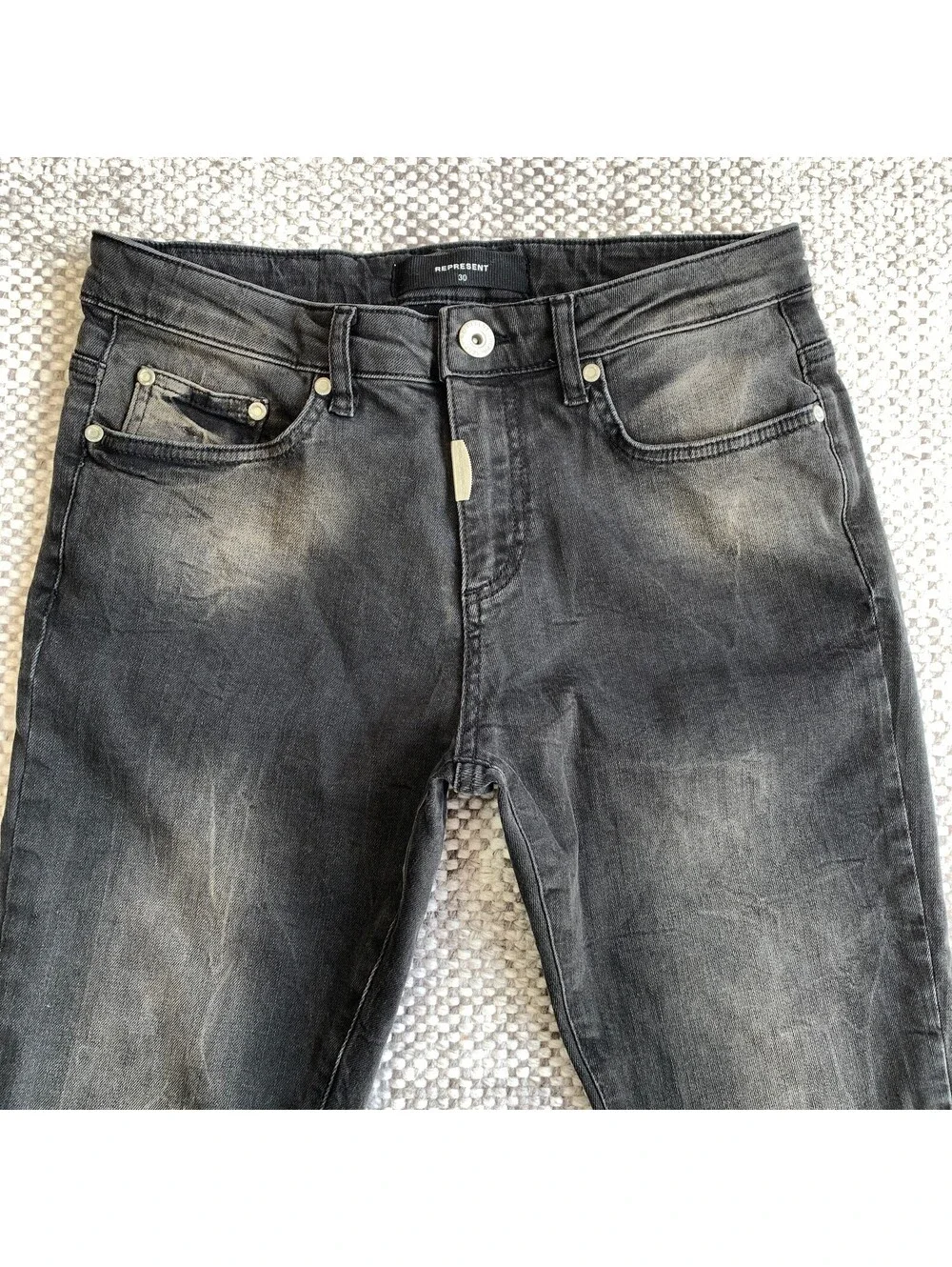 Represent Men's Essential Rust Slim Jeans Size 30 Black